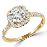 MD170282-3. 1. CTW okrugli dijamantni halo zaručni prsten u 14K žutom zlatu - veličine 3,25