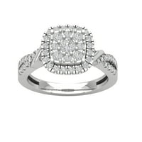 Araiya Sterling Silver Diamond Cluster Halo prsten, veličina 5.5