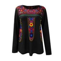 Ženski vrhovi grafički grafički otisci bluza modne žene ljetne rukave s majicom Tunic tee crna 2xl