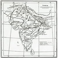 Karta Indije u drugom vijeku ad. Iz Hutchinson-ove istorije nacija, objavljeno 1915. Ken Welsh Design