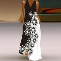 Ljetne haljine za ženske haljine za Ninag Prodaja Ženska ručica bez rukava V-izrez Maxi haljina Ljetna