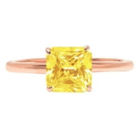 2. CT sjajan momak simulirani žuti dijamant 14k Rose Gold Solitaire prsten SZ 6