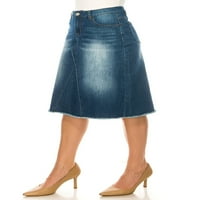 Fashion2Love ženski juniors plus veličine srednje - dužina rastegnuta traper a-line suknja