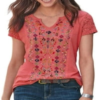 Ženska majica V izrez TEE Pulover majica Casual Tunika Bluza Dnevna odjeća Ljetni vrhovi ružičasti S