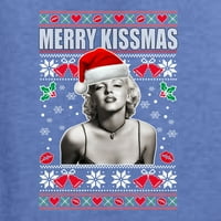 Divlji Bobby, sretan Kissas Božićni unisni Crewneck Grafički duks, Vintage Heather Blue, X-Veliki
