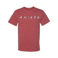 Prijatelji Amigos parodija pop muške grafičke majice, vintage heather crvena, 2xl