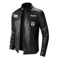 Kaputi za muškarce Muška jesen zimski stil tanka kožna jakna Modni motociklistički kaput crni + xxl