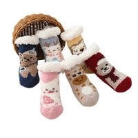 Dječja ne-klizača za klizanje, zimska topla runa obložene nejasnim kućicama za kućne čarape sa hvataljkama