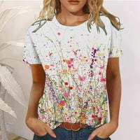 Fjofpr Ženska odjeća Žene Ljeto tiskane majice Casual kratkih rukava Okrugli vrat Osnovni bluza