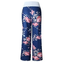 Žene udobne Stretch cvjetni print Široki lounge hlače na širokim nogama Molimo kupiti jednu ili dvije