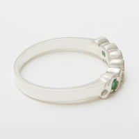 Britanci izrađeni sterling srebrni prirodni smaragdni i kubični cirkonijski ženski vječni prsten - Opcije