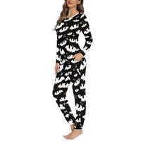 Sažetak Moon Halloween šišmiši Dizajnirajte pidžamu za žene postavljene hlače Loungewear Fot Home Life,