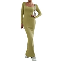 VALCATCH Maxi haljina za žene s dugim rukavima s dugim rukavima BODYCON duga haljina meka tanka lounge