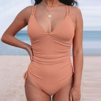 Ženske kupaće kostime V-izrez TIE kravata bočna kostim za kupanje Obriši rebrasti odmor za odmor uz plažu odjeći