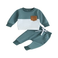 Sunitory Baby Fall Outfits Dugi rukav kontrastni pulover u boji i hlače postavljaju odjeću za mališane