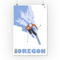 Stilizovano skijalište - Oregon - Lantern Press Originalni poster