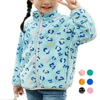 2-10Y dječji devojčica dečko leopard zip up fleece jaknu kaput sa džepom