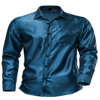 Sanviglor Muške majice Dugih rukava Tunička majica rever na vratu Ležerna bluza Bluza Blue XL