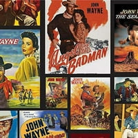 Ručno izrađeni listovi ili jastuk John Wayne film posteri crne boje