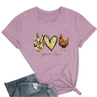 Slatki vrhovi za žene Vrhunske majice Ispiši O-izrez Kratka majica Labava bluza Top košulja 90s Egirl