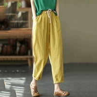 Labakihah casual pantalone za žene Ženske čvrste pamučne i posteljine džep elastične struke labave pantalone
