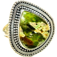 Ogromna australijska zelena opalska prstena 9. - Ručno izrađeni boho vintage nakit zvona121611