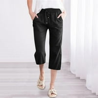 Akiihool ženske hlače za rad širom nogu Crne pantalone za žene visoke struke plus povremene hlače