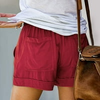 Golf kratke hlače, Plus džepovi Elastični struk Čvrsti kratke hlače za žene Ležerne ljeto crveno 10
