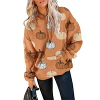 HHEI_K Grafički dukseri Ženski jesen i zimski ispisani pulover dukserice s kapuljačom dugih rukava modna
