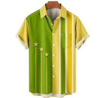 Dječaci i muškarci majice Havajske majice za muškarce, žuti zeleni strip zvezda uzorka Ležerne prilike