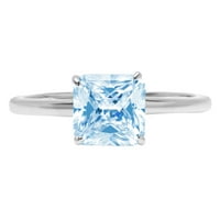 2.5ct Asscher rezan plavi simulirani dijamant 14k bijeli zlatni godišnjički zaručnički prsten veličine