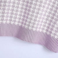Muški vintage džemper prsluk ženski ležerni print bez rukava V izrez rebrasti pleteni pleten split pulover