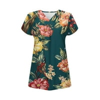 Smanjeni ženski Criss Cross V izrez cvjetne tiskane bluze košulje s kratkim rukavima labav fit casual top ljetna povremena tunička košulja
