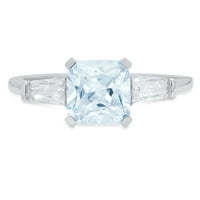 1,62ct Squaret smaragd rez plavi simulirani dijamant 18k bijeli zlatni godišnjica za angažman kamena