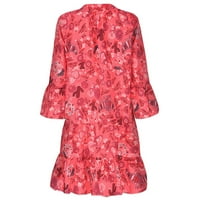 Ljetna haljina za žene plus veličine boemski cvjetni rukav print v izrez Mini haljina casual labava