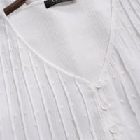 Ženske vintage tri četvrtine čipke V-izrez plus veličina majica majica bluza bijela