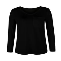 Niuer Dame Majica dugih rukava TEE V izrez T majica Baggy Pulover Pulo boja Tunic Bluza Black XL