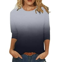 Pergeraug poliesterski plus veličine za žene rukav vrhovi tiska za izrez dugačka bluza Srednja majica