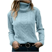 Tklpehg džemperi za žene Trendy pleteni džemper čvrsta boja jesen zimski topli džemper casual labav