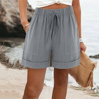 Entyinea Ženske plus veličine kratke hlače Ležerne prilike elastične kotrljane kolekcije Bermuda Shorts