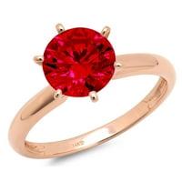 0. CT Sjajan okrugli rez Clear Simulirani dijamant 18K ružičasto zlato pasijans prsten sz 5.25
