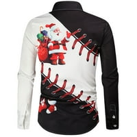 Guvpev muške modne ležerne košulje za tiskanje Božić 3D digitalna štamparija majica s dugim rukavima