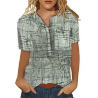Knosfeške džepove Grafičke ljetne bluze košulje casual gumb prema dolje kratkim rukavima na kratkim rukavima 2xl