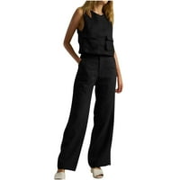 Mafytytpr Prodaja za rasljeće u ponudi dvije odjeće za žene ljetne modne ženske V-izrezom s punim rukavima + labave džepne hlače odijelo