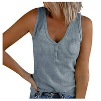Miayilima Blue Tank TOP za ženska majica Majica V-izrez Ženska povremena majica bez rukava bez rukava