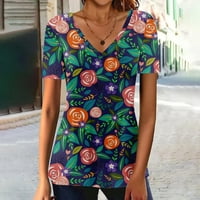 Smihono ljetna tunika majica za žene za žene smiješne cvjetne grafike Ters Trendy Dressy Dugmes Slit