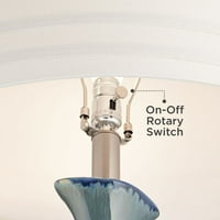 Possini Euro Design Annette Obalna stolna svjetiljka 38 visoka plava keramička kapka od vaze s bijelom