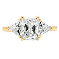 2.57ct Emerald Cut originalni kultivirani dijamant VS1-VS I-J 18K žuto zlato Tro-kamena obećava vjenčana