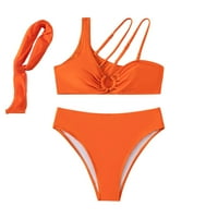 B91XZ bikini visokog struka za žene Ženske dame kupaći kostim pune boje Trodijelna split kupaći kupaći