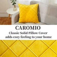 Velvet Dekorativni jastučni jastuk za bacanje navlake mekani čvrsti kvadratni kauč za kauč za kauč, paket od 2,, geometrijsko-žuto